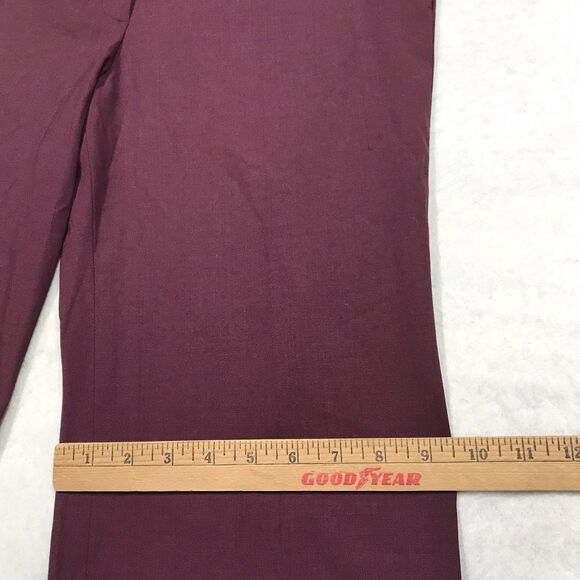 THEORY Demitria 2 Pant Women 8 (32x36) Burgundy Wide Leg Flare Wool Trouser - Picture 8 of 12